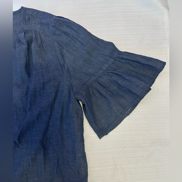 Lucky Brand, women’s bell sleeve peasant top, size M, blue - Picture 5 of 7